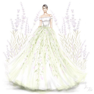 阿拉伯插画师shamekh 婚纱礼服手绘插画