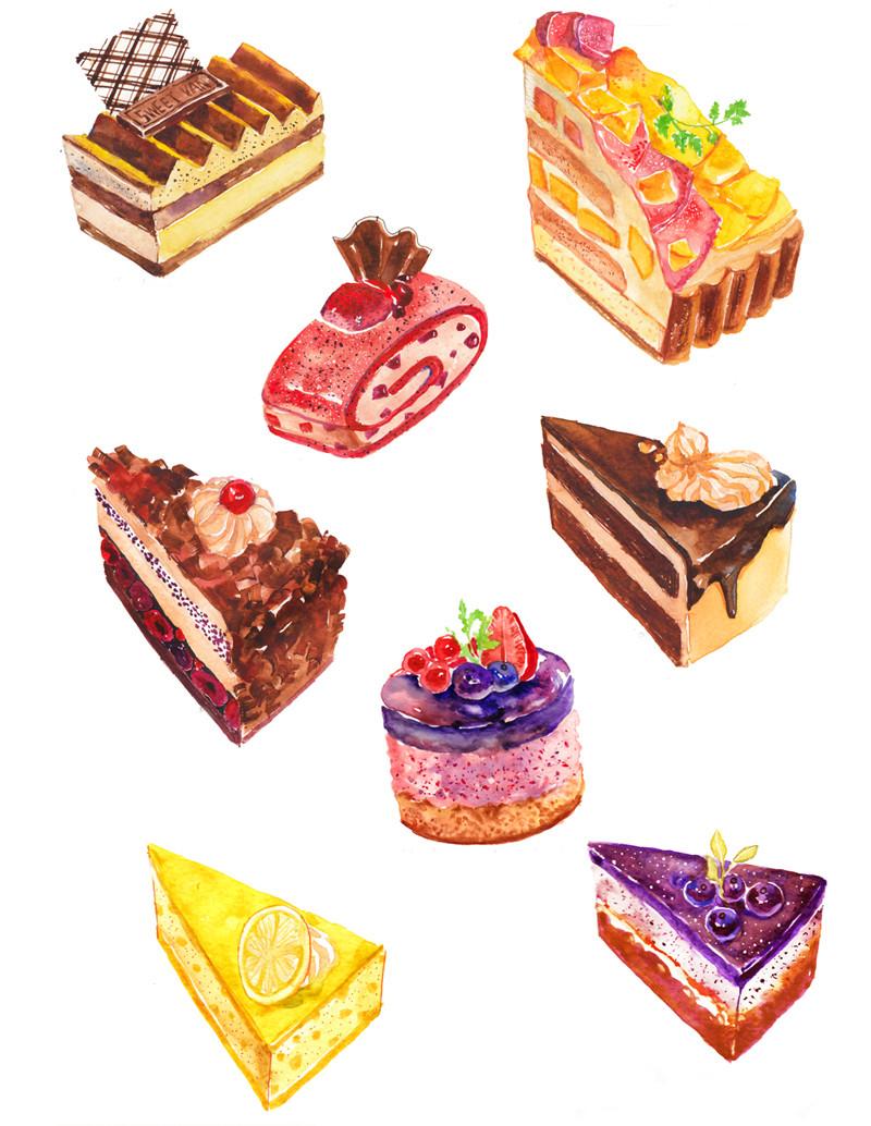 蛋糕 么么哒(漫画美食 手帐插画)