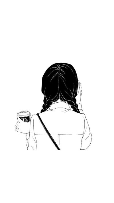壁纸-姑娘的背影-黑白