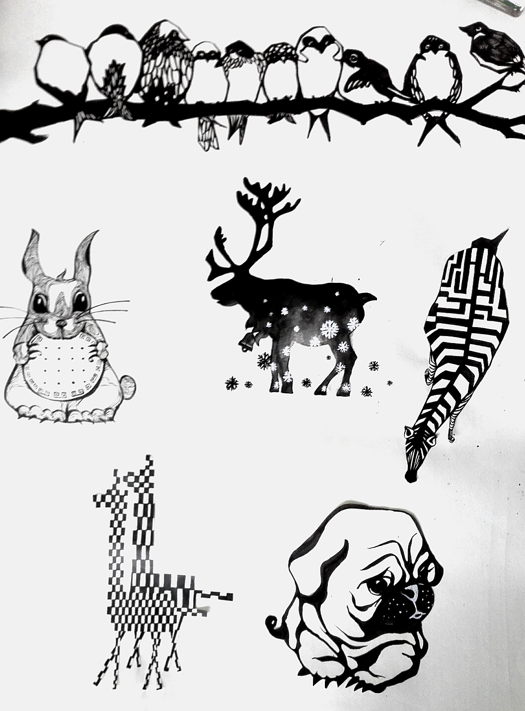 03.04】开学第一张作业,黑白的动物变形