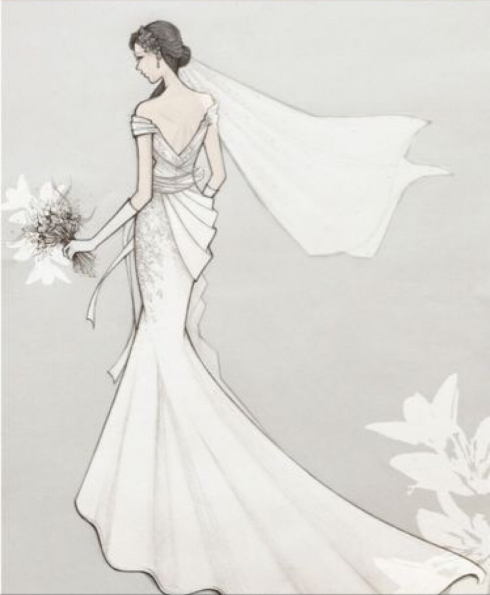 【简单黑白—线条的魅力】lan yu 2014婚纱手稿 手绘 铅笔画 等风来