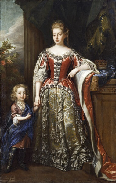 萨默塞特公爵夫人伊丽莎白·珀西与儿子阿尔杰农,by john closterman