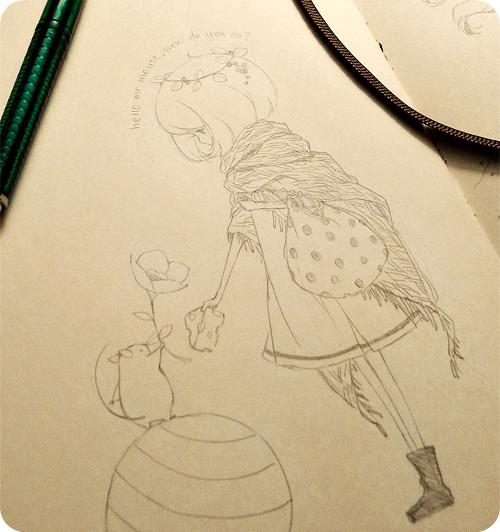 手绘 水彩 唯美插画 壁纸头像 线稿 素描