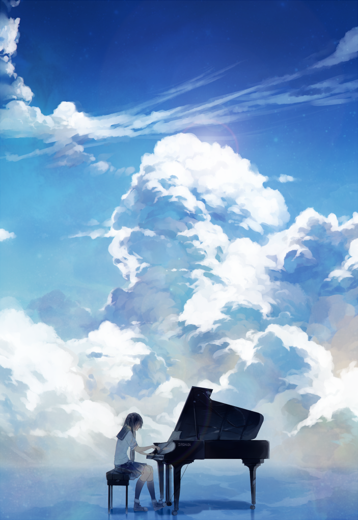 天空 云朵 唯美意境 二次元 漫画 p站 蓝色