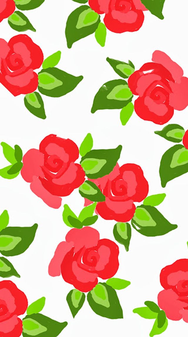 插画手绘 玫瑰 手机壁纸 水粉画 水彩 碎花