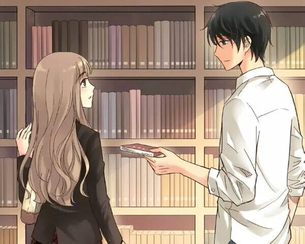 少女 少年 动漫 情侣 情侣头像 壁纸 知音漫客 火禾 在图书馆相遇