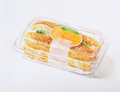 食物 插图插画 涂鸦绘图 吃货福利 水粉彩铅 手帐素材 三明治 快餐