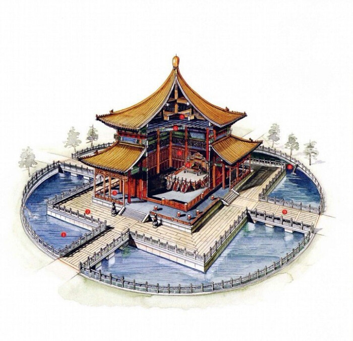 台湾设计师的中国古建筑复原透视图