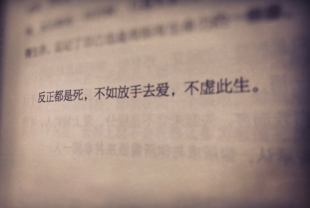 反正都是死,不如放手去爱 不虚此生