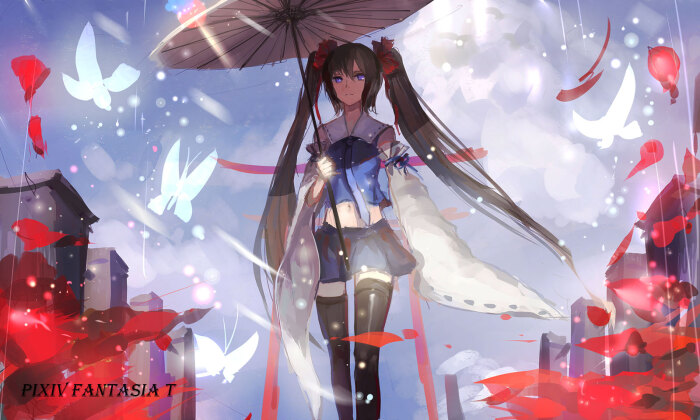 巫女 雨伞 鲜花 一身风华 二次元 动漫插画手绘 堆糖 美图壁纸兴趣社区