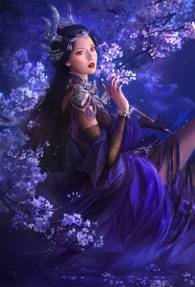 手绘#流年色玥落倾城的古风美女手绘画板/壁纸/插画
