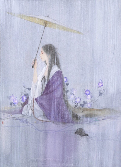 古风插画之执伞梦雨烟痕