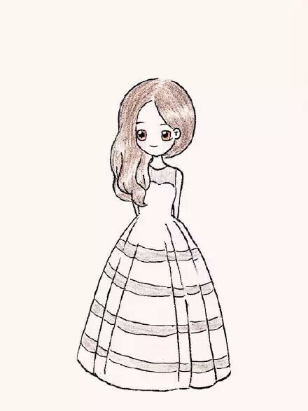 简笔画可爱萌妹婚纱壁纸头像
