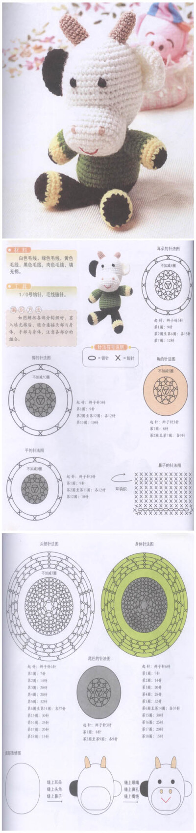 能看出来,这只小牛与众不同的地方吗? #钩织图解