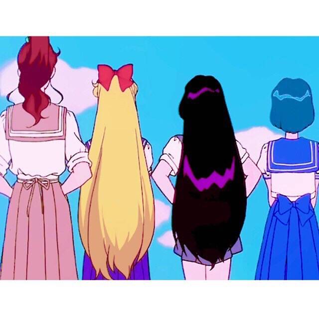 美少女战士四人背影图 可以做发型参考呢