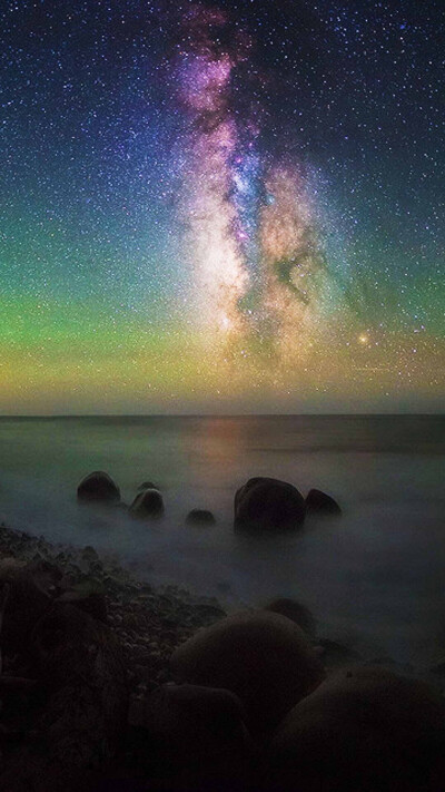唯美壁纸北极熊星空