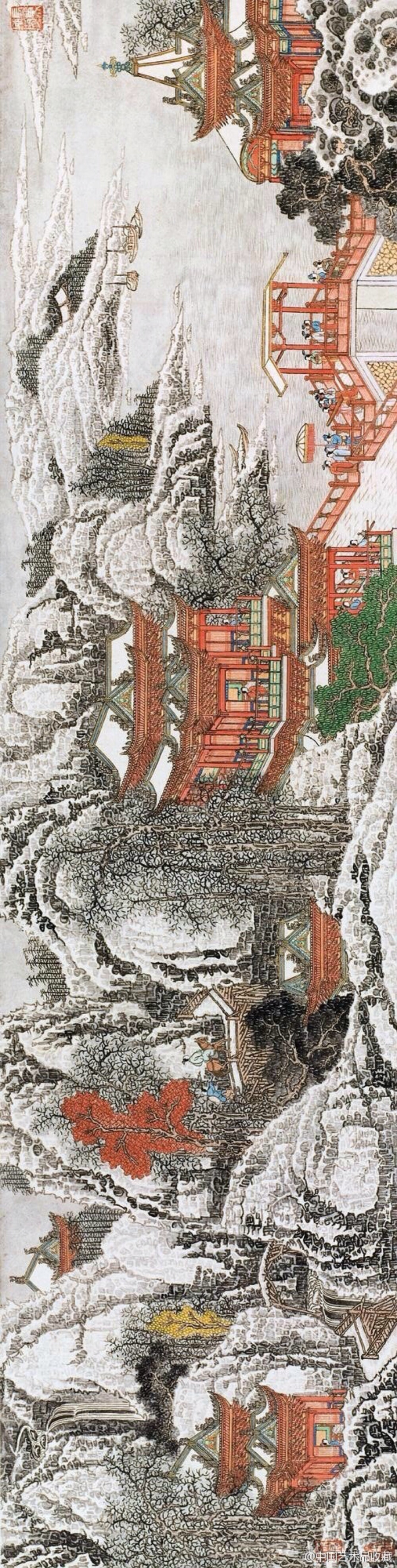 黄秋园《秋江丽人】镜心,纸本设色,34.5×137.5cm.