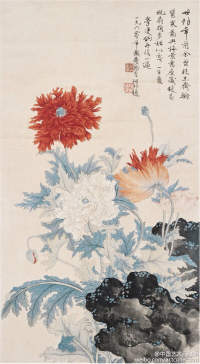 他的花鸟以宋画为格,力追徐,黄,既重崔白,又法赵昌,并从王渊,400_728