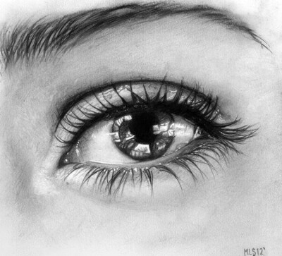 人像铅笔画素描:双瞳剪水.