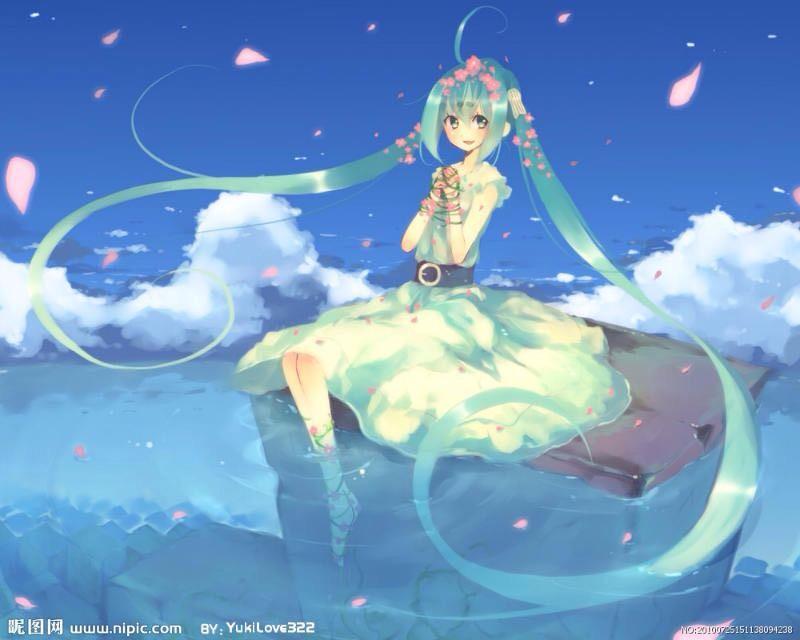 初音未来 双马尾 意境 大海 蓝天