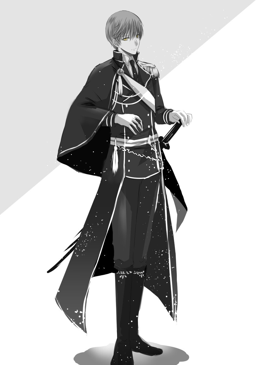 【侵删】#刀剑乱舞#黑白#插画#手绘#少年#半次元#游戏#同人# 刀剑乱舞