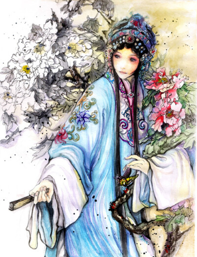 古风手绘花旦