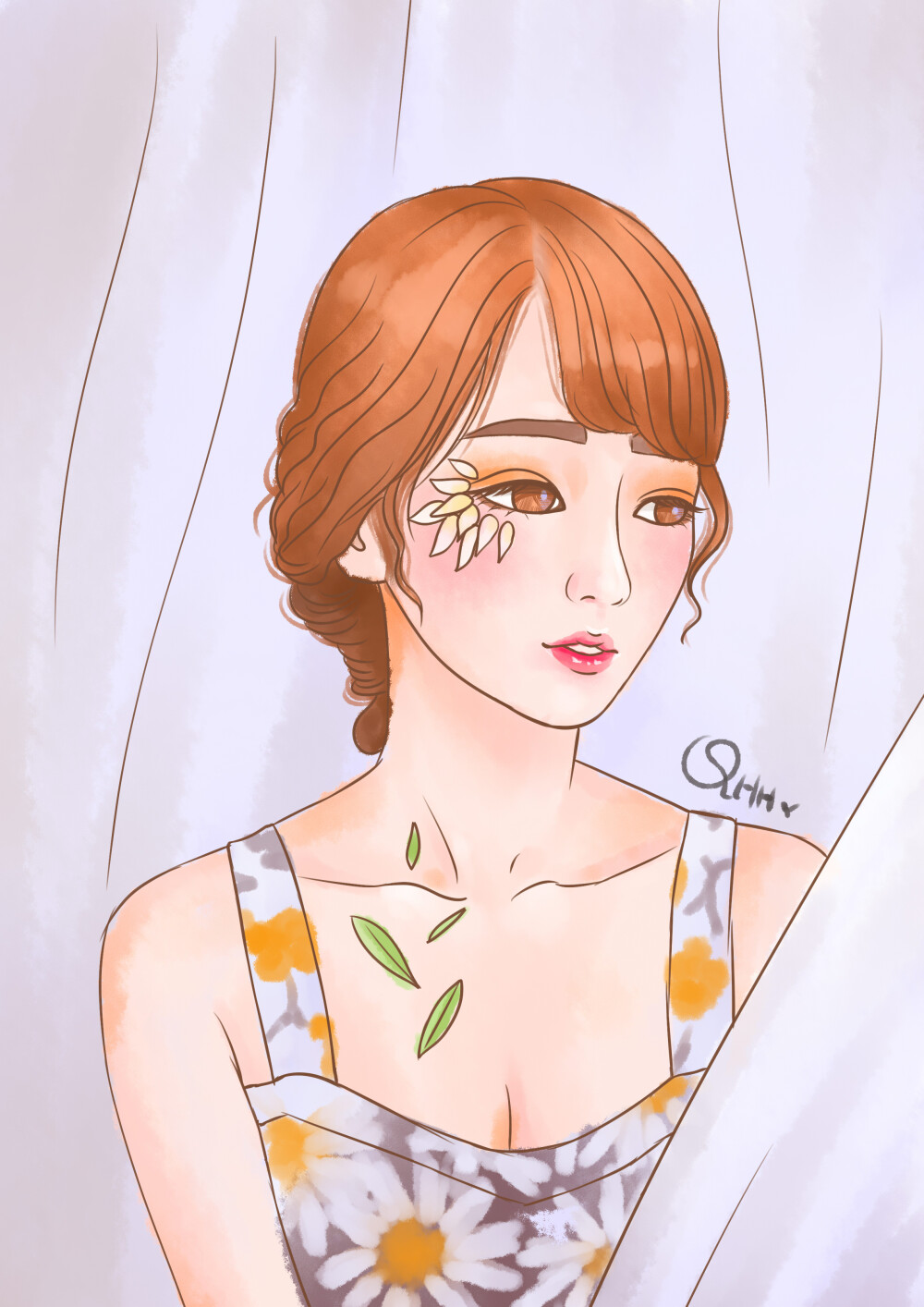 手绘插画小清新人物森女系