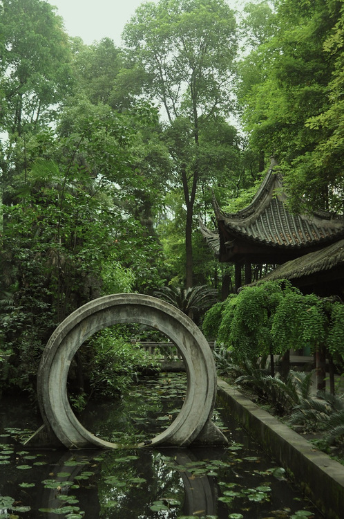 中国传统建筑 园林 月洞门 唯美 古风