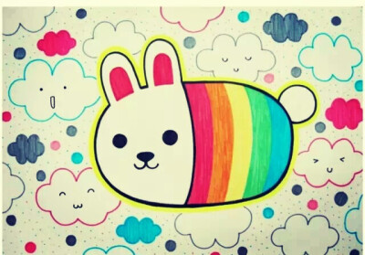 马克笔儿童画可爱:)小兔子