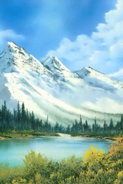 水彩 手绘 树木 清新自然风景画 自然 山水 唯美壁纸