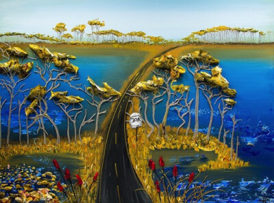 美国艺术家justin gaffrey的唯美立体风景油画作品欣赏,颜料层层堆叠