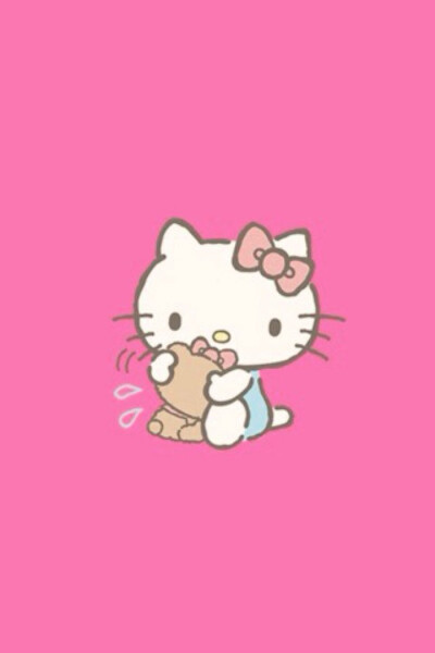 手机高清锁屏壁纸 可爱kitty纯色粉色壁纸 套图