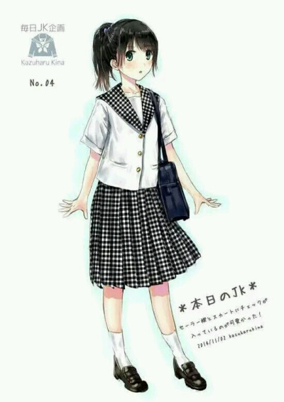 日本的校服 二次元服装 插画
