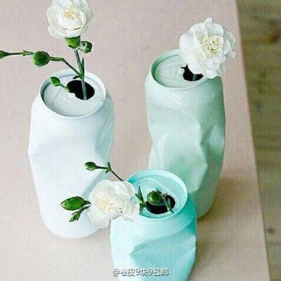 【阿木】薄荷绿易拉罐造型花瓶