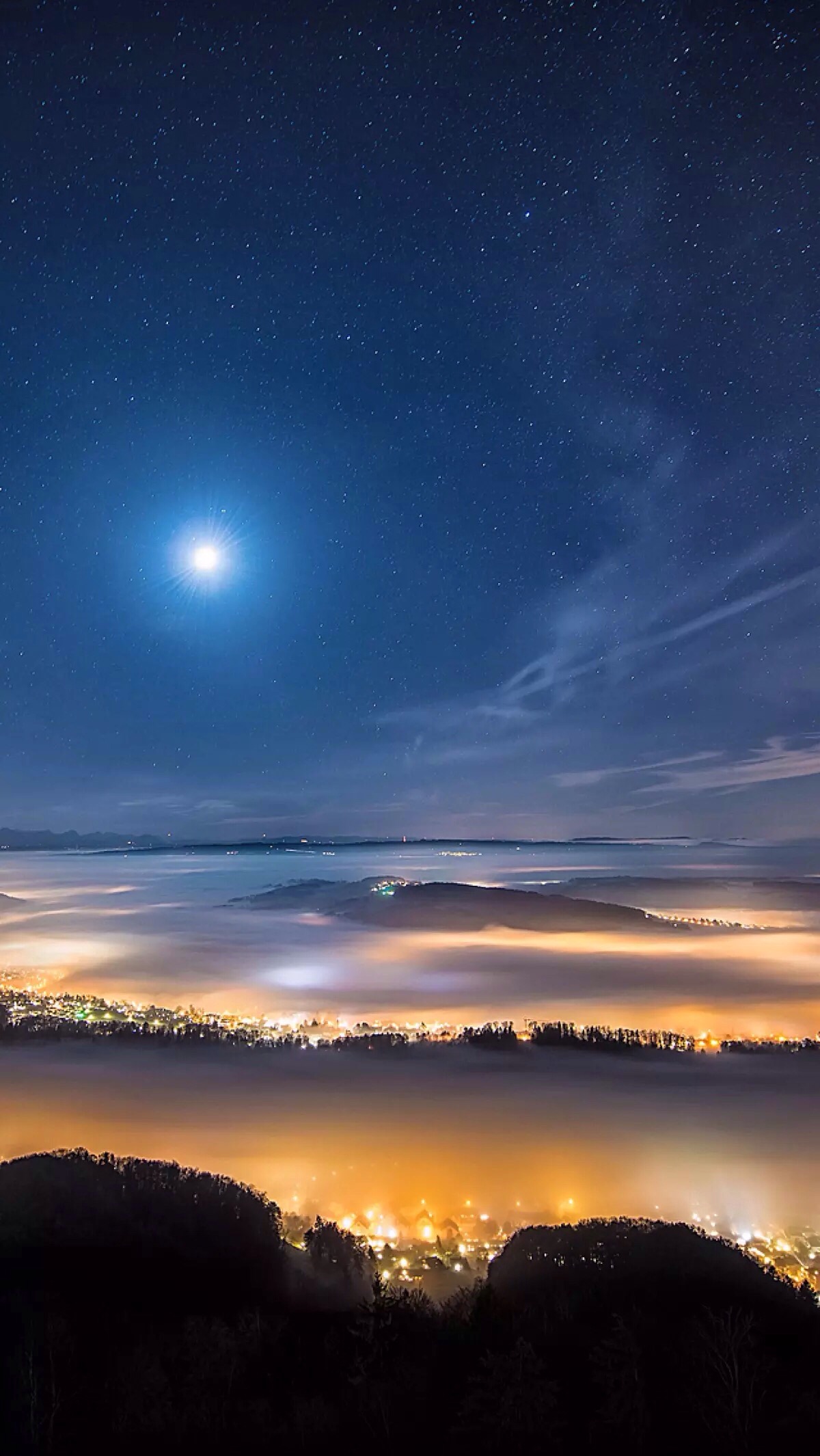 唯美星空 夜景 夜空 星光 灯光 自然风景 iphone手机壁纸 唯美壁纸