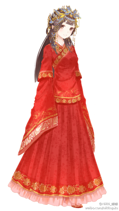 暖暖环游世界 动漫 人设 婚纱系列套装之"红鸾喜凤"套装 服装 造型