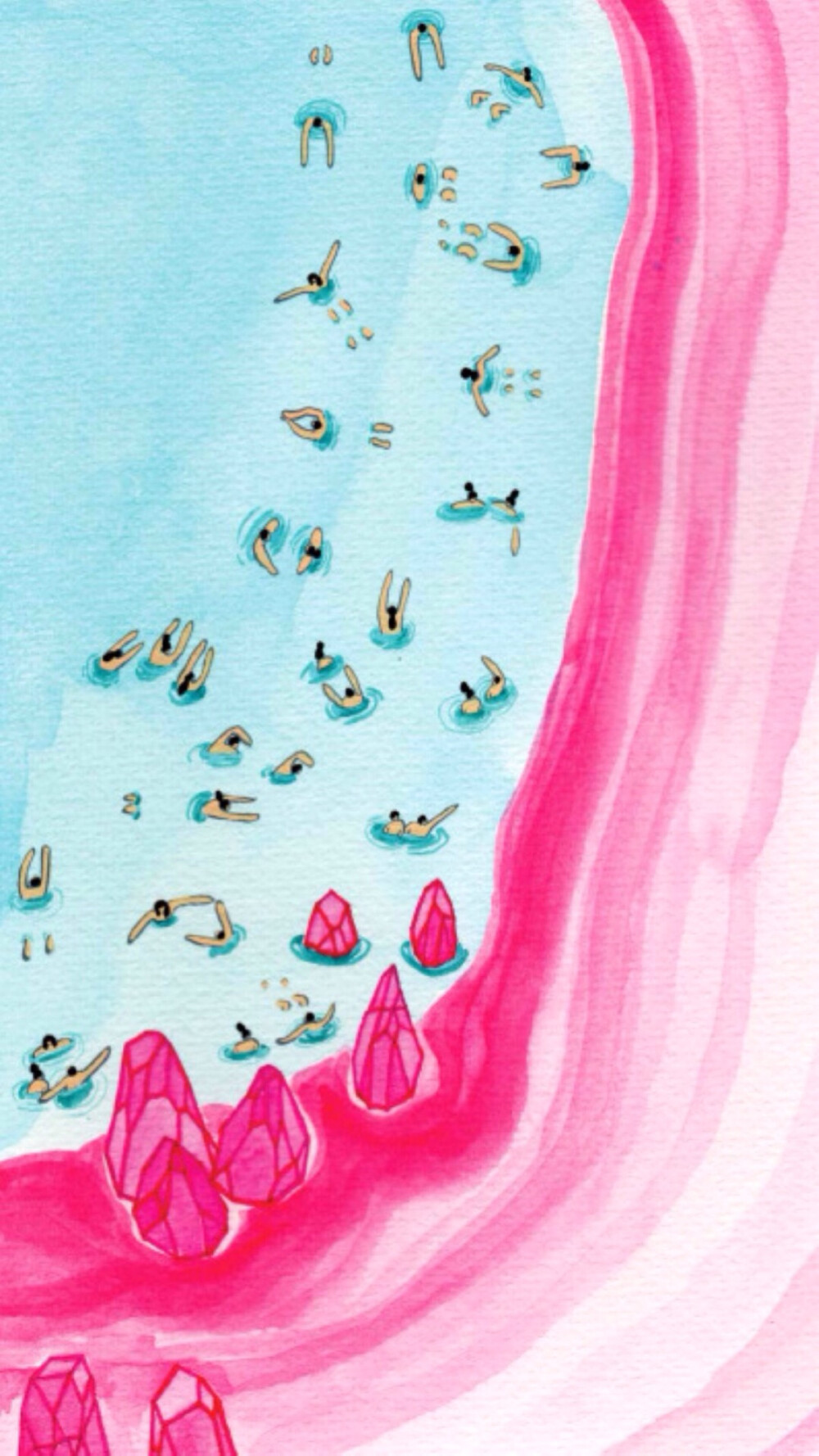 游泳池 插画 夏天 高清壁纸 iphone壁纸