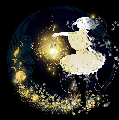二次元 插画 梦幻 黄色 金色 星光 唯美 小清新 组图 套图 情侣头像