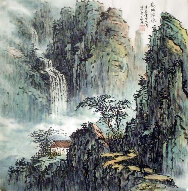 国画山水高山流水画家陈清泉的水墨画艺术