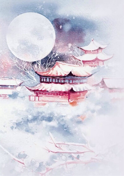 清新水彩画 手绘 意境 清新淡雅 唯美插画