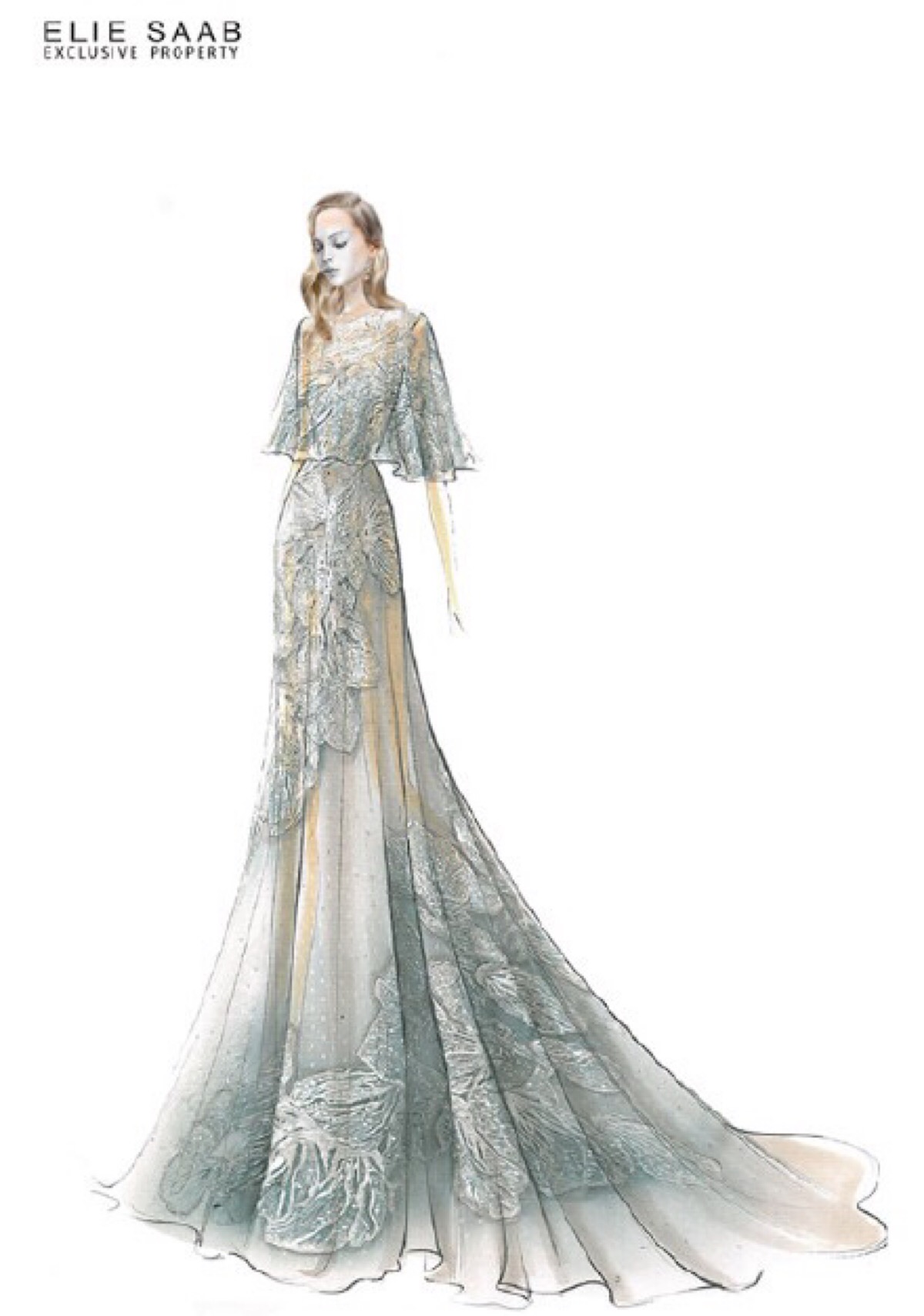 【笔尖时尚】手绘插画 婚纱礼服 elie saab 2015 春夏高级订制的手绘