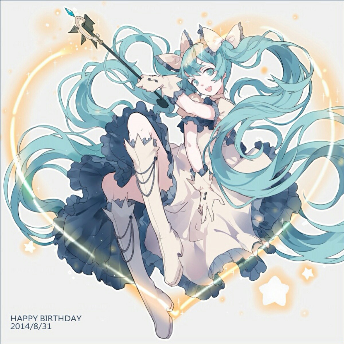 初音未来 miku 双马尾 魔法棒 少女 唯美