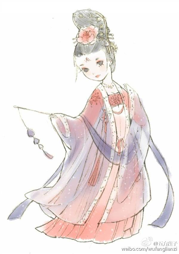 画师微博【五方莲子】#汉服# #齐胸襦裙