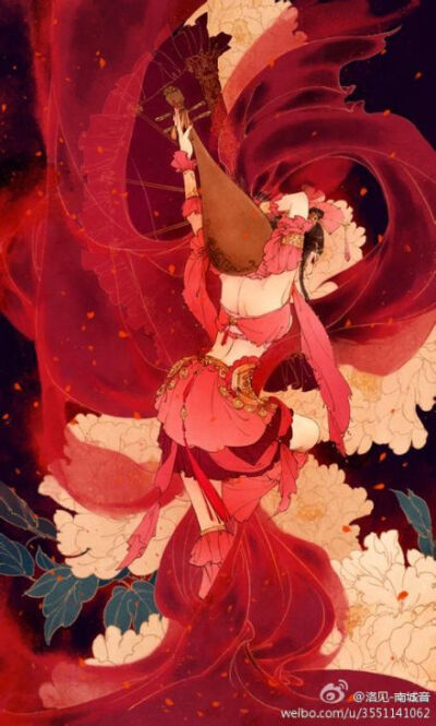 彼岸花古风手绘插画图片