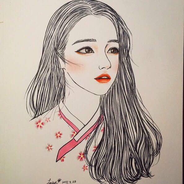 手绘,彩铅插画,女孩,头像 图片来源于网络