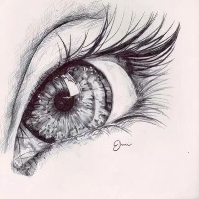 眼睛,手绘,铅笔画,美