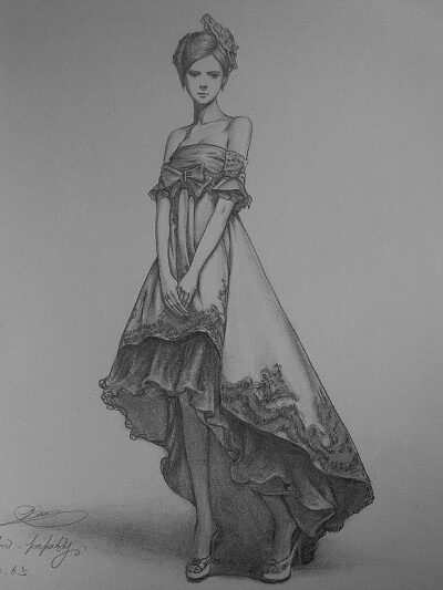 评论  手绘 草图 素描 婚纱 礼服 优雅 唯美 艺术 草稿 素描 铅笔画
