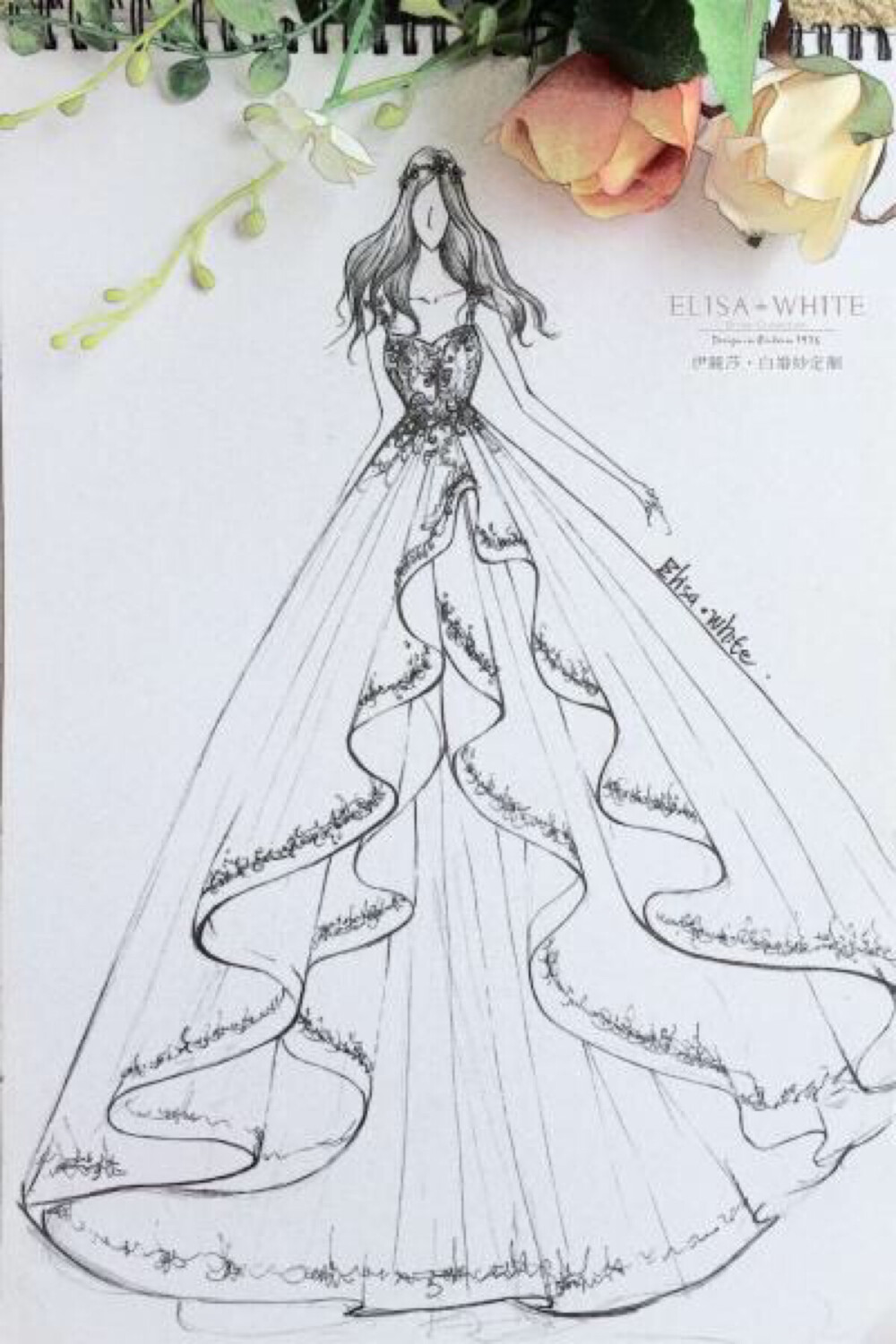手绘设计婚纱_手绘婚纱礼服设计图稿