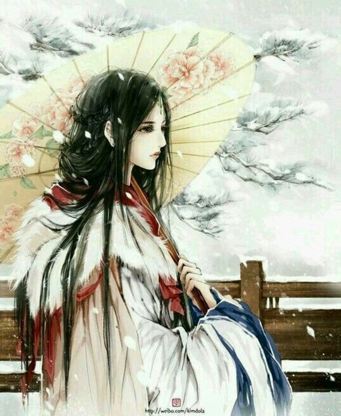 唯美古代撑伞美女图#古代美女##雪景##古风