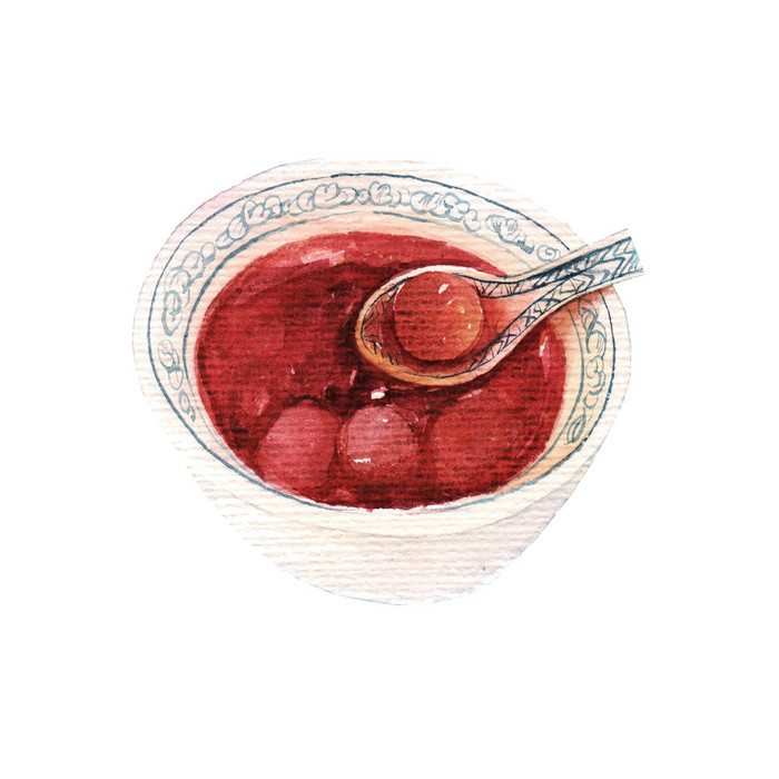 南京小吃组合 手绘水彩 美食食物 甜甜的糖芋苗 插图插画 涂鸦绘图